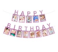 Guirnalda de Fotos de Cumpleaños, Foto de Banderola de Cumpleaños, Cumpleaños Foto Banner, Rosado Guirnalda de Fotos Adecuada para Fiesta, Fotografía, Primer Cumpleaños