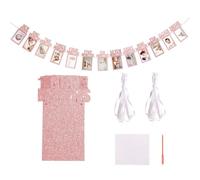 Guirnalda de fotos para el primer cumpleaños, 13 láminas de fotos para bebés de 1 a 12 meses, guirnalda de fotos para celebrar los hitos del bebé, para fiestas de niñas y niños, oro rosa