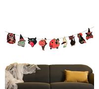 Guirnalda de Halloween | Banderín de Tela Siniestro de 1.6 Metros - Decoración Temática para Interior y Exterior de Porche Balcán Entrada Jardín Cementerio Puerta Ventana