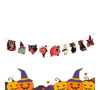 Guirnalda de Halloween - Colgable de Madera Vintage 160 cm ≈1.6 m - Decoración Fiestas Interior Exterior para Fachada Jardín Cementerio Puerta Ventana
