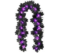 Guirnalda de Halloween con 20 Luces LED, Guirnalda de Hojas de Arce de 6, 6 pies, Cadena de Luces de Hojas de Halloween con Pilas para Fiesta en la Chimenea del hogar, Color Morado..