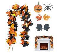 Guirnalda de Halloween, Guirnalda De Calabazas De Halloween, Corona Flexible con Decoración de Hojas y Enredaderas para Chimenea Mesa Ventana Puerta Jardín Exterior e Interior