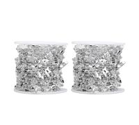 Guirnalda de Hilo con Cuentas de Estrella, Elegante Guirnalda de Cuentas Decorativas cortables para Bodas, Navidad, decoración del hogar, 2 Rollos, 20 m de Longitud Total, (Plata)