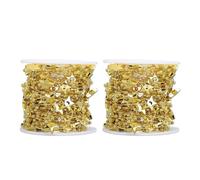 Guirnalda de Hilo con Cuentas de Estrella, Elegante Guirnalda de Cuentas Decorativas cortables para Bodas, Navidad, decoración del hogar, 2 Rollos, 20 m de Longitud Total, (Oro)