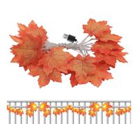 Guirnalda de hojas de arce iluminada - Iluminación de 19,69 pies | Cadena de impermeables - Decoraciones otoñales para porche, patio - de otoño, dormitorios, bodas, jardín
