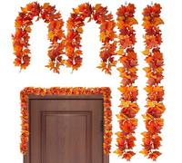 Guirnalda de hojas de otoño al aire libre, 4 hojas de otoño artificiales para decoración, decoración vintage resistente a las inclemencias del tiempo, para la cosecha, puerta, entrada, patio, exterior