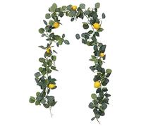 Guirnalda de Limón Artificial de 6.4 Pies, Guirnalda de Verdor de Primavera con Limones, Guirnalda de Eucalipto Verde de Seda con Limones, Guirnalda de Frutas de Verano para Boda, Manto,(Verdor)