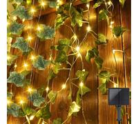 Guirnalda de luces al aire libre solar, 10 m LED guirnalda de luces hiedra artificial, falsa guirnalda de hiedra con 100 LED de luz, guirnalda de luces solares hiedra para jardín, balcón terras