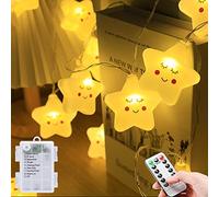Guirnalda de luces con pilas para habitación infantil, 8 modos con temporizador, 3 m, 20LEDs, luz nocturna para habitación, decoración de cumpleaños, fiestas, Navidad, blanco cálido