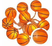 Guirnalda de luces de baloncesto, pelota de deporte, cadena de luces USB, cadena de luces para interiores, habitación infantil, aula, 3 m, 20 luces LED, bola de mimbre de 5,1 cm, decoración, fiesta