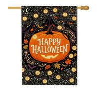 Guirnalda de luces de calabazas de Halloween de 71 x 101 cm | Guirnalda de luces, bandera de césped, murciélagos, hojas de otoño, noche estrellada, decoración de patio de temporada