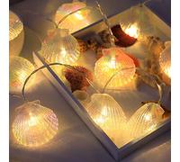 Guirnalda de luces de concha, cadena de luces LED para interiores, 4,5 m 30 ledes, luz blanca cálida, funciona con 8 modos, luces de hadas, para dormitorio, jardín, boda, fiesta, decoración marítima