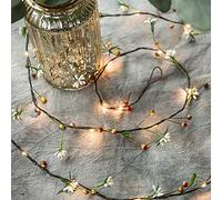 Guirnalda de luces de hadas de flores y frutas de 6.6 pies, 20 luces LED artificiales decorativas de noche con pilas para Navidad, boda, jardín, decoración de cumpleaños
