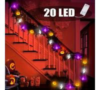 Guirnalda de luces de Halloween con forma de murciélago fantasma y calabaza, luces decorativas para Pascua, 1 tira, 10LED/20LED, funciona con pilas (pilas no incluidas) IP44