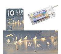 Guirnalda de luces de micro alambre, estrella, luz blanca cálida, plateada, con pilas, iluminación decorativa para Navidad (1 x 10 LED "estrella" micro-alambre)