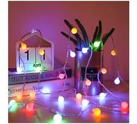 guirnalda de luces, Guirnalda de luces redondas con forma bola, cadena LED creativas, decorativas pilas for Patio, hogar, boda, fiesta, dormitorio, cumpleaños(Colourful,9.8FT(20LED))