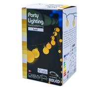 Guirnalda de luces LED con 80 bolas - multicolor con fuente de alimentación - Iluminación fija con aprox. 16 m de longitud - cenador exterior, fiesta, jardín, balcón iluminación