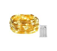 Guirnalda de luces LED de alambre de cobre, batería 3AA, 2 m, luz blanca cálida, ideal para decoración interior y eventos.