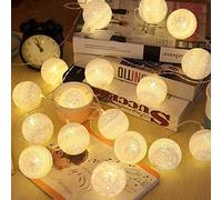 Guirnalda de luces LED, de Elinkume, con 20 bolas de algodón, 3,3 m, funciona con pilas, luz blanca cálida