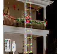 Guirnalda de luces LED de Papá Noel en escalera, 300 cm, luces LED navideñas, Papá Noel trepa con mando a distancia, 8 modos de luces decorativas navideñas, USB