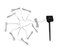 Guirnalda de luces LED solares para sombrillas, 104 luces, 8 modos de luz, alambre de cobre IP67, para patio, jardín y playa, con panel solar y pinza (blanco cálido)