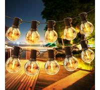 Guirnalda de luces LED tipo globo G40 de 30M/15M/9M para exteriores con enchufe europeo, bombillas impermeables de plástico brillante para lámpara de guirnalda de jardín para fiestas