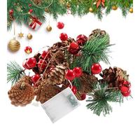 Guirnalda de luces navideñas, 2 m, guirnalda de Navidad con 20 ledes en blanco cálido, funciona con pilas, guirnalda de luces con bayas rojas, decoración para exterior e interior, Navidad, Año Nuevo