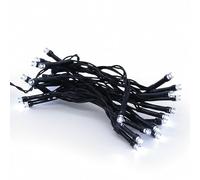 Guirnalda de luces para exterior blanco frío con temporizador y 8 funciones - 24 LED / 1,8 m - Guirnalda de luces con chip de memoria - iluminación de decoración de invierno para jardín con pilas