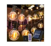 Guirnalda de luces solares de 30,48 metros con control remoto, 12,2 m (40 pies), 14 bombillas solares +1