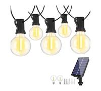 Guirnalda de luces solares decorativas, filamento de tungsteno impermeable, adecuada para jardín y tienda de campaña, 15 m de longitud con 25 bolas de luz