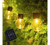Guirnalda de luces solares para exteriores, 3,5 m, 10 bombillas LED solares para exteriores, luces de hadas, 8 modos, luces de hadas solares impermeables IP65, luces de hadas de jardín blancas cálidas