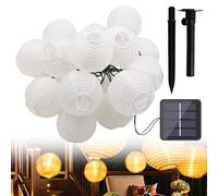 Guirnalda de luces solares para exteriores, resistente a la intemperie, 12 m, 40 LED, farolillos solares para exteriores, 8 modos, decoración para jardín, balcón, terraza, boda, blanco cálido