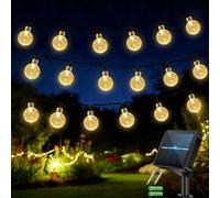 Guirnalda de luces solares para jardín al aire libre, 100 LED, 12 m, luces solares de jardín al aire libre, impermeables, 8 modos de luces de hadas para exteriores/interiores con temporizador para