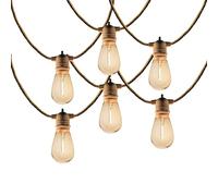 Guirnalda de luces solares y en red conectable de cuerda 20 bombillas transparentes LED blanco cálido FANTASY CORD SOLAR 13m