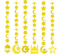 Guirnalda de luna y estrella de material EVA con cuerda de 9.8 pies para decoraciones de Ramadán, fiestas de Eid Mubarak, cumpleaños de luna, tema celestial y uso doméstico
