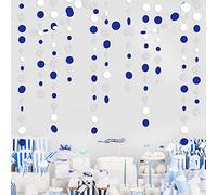 Guirnalda de lunares azul marino azul marino blanco y plateado, para colgar en papel de lunares, para cumpleaños, boda, novia, baby shower, náutico, Ahoy, pirata, decoración de fiestas