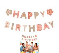 Guirnalda de Margaritas Happy Birthday, Banner de Cumpleaños de Flores para Fiesta, Decoración de Primavera, Guirnalda de Flores para Cumpleaños Infantil, Incluye Cinta