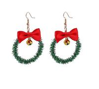 Guirnalda de Navidad, aretes colgantes de árbol de Navidad para mujer, aretes de bola de luz de reno, regalo de Navidad para niñas, Poliéster, No es una piedra preciosa