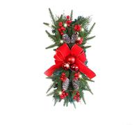 Guirnalda de Navidad artificial inalámbrica para escalera, guirnalda de lágrimas con bayas rojas y vegetación, 45/48/55 cm, decoración navideña de plástico para puerta o exhibición interior y exterior