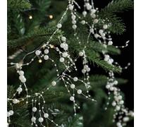 Guirnalda de Navidad con cuentas de perlas de 2 m, material plástico blanco transparente diseñado para la estética europea MILKY (C)