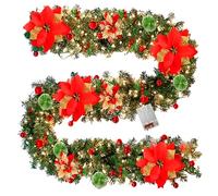 Guirnalda de Navidad con iluminación, 2,7 m, guirnalda de Navidad artificial preiluminada con 50 LED, guirnalda de abeto artificial con para interior y exterior, decoración navideña para puerta de