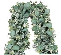 Guirnalda De Navidad Guirnalda De Eucalipto Artificial Guirnalda De Eucalipto Verde De Dólar De Plata De 5.74 Pies Enredaderas De Hojas Realistas Para Decoración De Mesa Del Hogar Del Arco De Boda