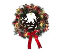 Guirnalda de Navidad iluminada - Guirnalda de puerta de Navidad - Guirnalda de José María Jesús con destellos para puerta de entrada Colgador de puerta de ventana de pared interior exterior (W, 40 ×