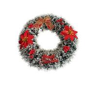 Guirnalda de Navidad Verde con Efecto Nieve y Decoraciones Rojas 30 cm | Fuera de Puerta navideña para casa Decoraciones Artificiales