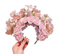 Guirnalda de novia con flores para boda, diadema de doble cara, accesorio para el pelo para niñas, accesorio para el pelo