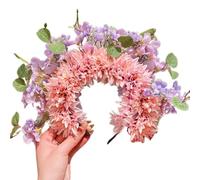 Guirnalda de novia con flores para boda, diadema de doble cara, accesorio para el pelo para niñas, accesorio para el pelo