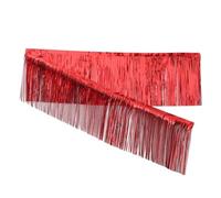 Guirnalda de oropel 2 uds 3,0 m Brillo borlas Flecos Banner Brillante Oro Rosa metálico Hoja Borla Guirnalda for Navidad Fiesta de cumpleaños decoración Pared Backdrok(Red)