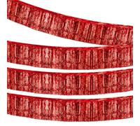Guirnalda de oropel con flecos, 30 x 300 cm, guirnalda de oropel rojo, brillante, borlas de papel metálico, para bodas, cumpleaños, fiestas, graduaciones, color rojo
