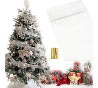 Guirnalda de Oropel Navidad, Brillante Espumillón, Arbol Navidad Guirnalda 26CmX 9.14M (Plata Blanca)