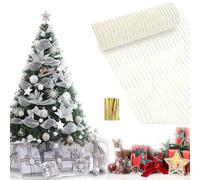 Guirnalda de Oropel Navidad, Brillante Espumillón,Oropel de Navidad Decoración,Brillante Espumillón de Navidad,Oropel Arbol Navidad Guirnalda 26CmX 9.14M (Oro Blanco)